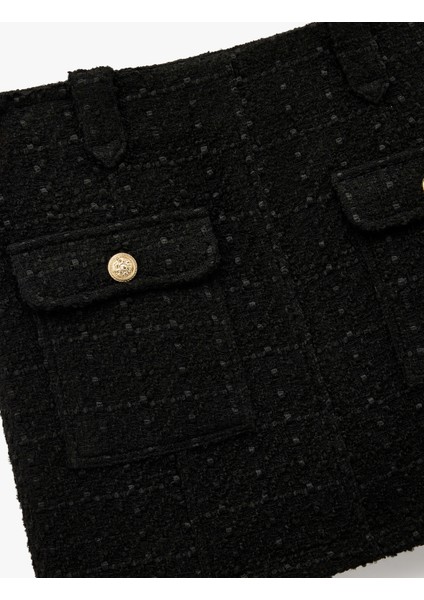 Metal Aksesuarlı Cep Detaylı Mini A Kesim Tüvit Etek modelleri