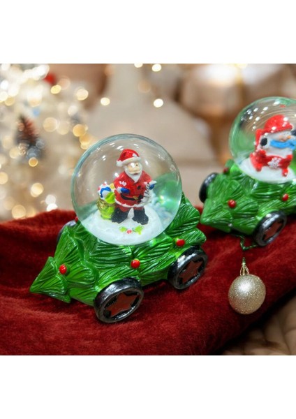 Noel Baba Kar Küresi Tren Dekorasyonu – 3 Vagonlu Sallandığında Kar Yağan Noel Treni, Masaüstü ve Ev Dekoru, Yılbaşı Hediyelik Figür Seti - 7cm x 6cm modelleri