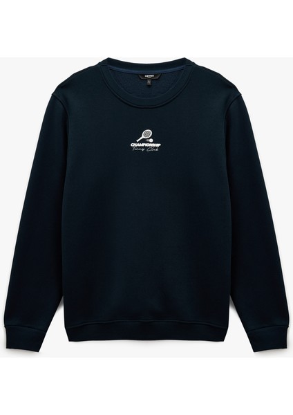 Regular Fit Uzun Kollu Bisiklet Yaka Baskılı Sweatshirt