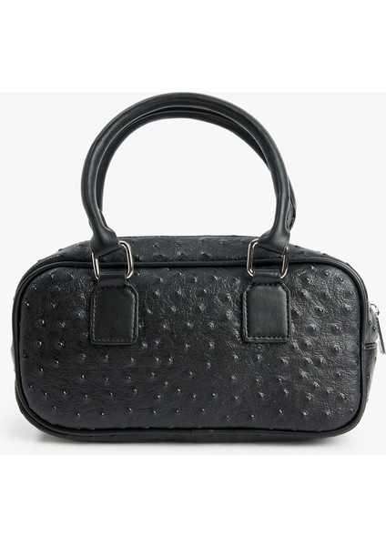 Suni Deri Fermuarlı Saplı Askılı Dokulu Çapraz Çanta