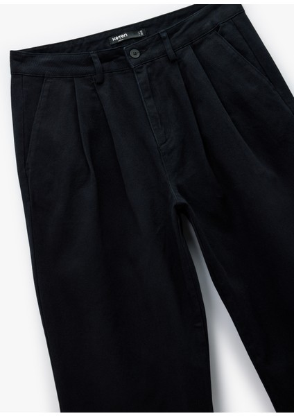 Pamuklu Cepli Düğmeli Pileli Rahat Kalıp Pantolon modelleri