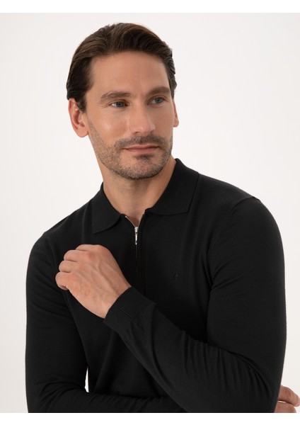 Erkek Siyah Regular Fit Basic Kazak 50318901-VR046 fiyatları