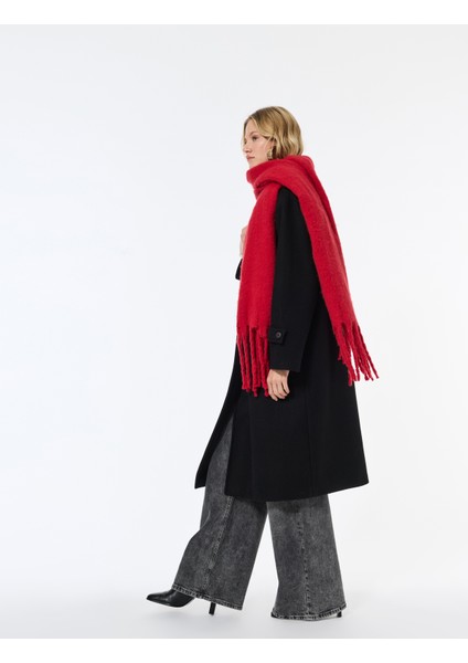 Oversize Kaban Kaşe Uzun Kollu Cepli Düğmeli Kruvaze