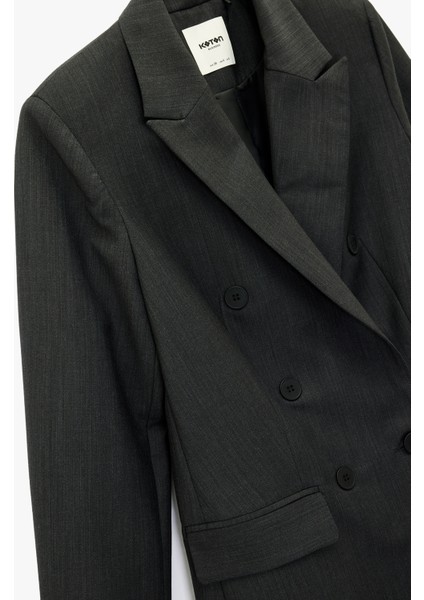 Kruvaze Yaka Uzun Kollu Cep Detaylı Düğmeli Blazer Ceket modelleri