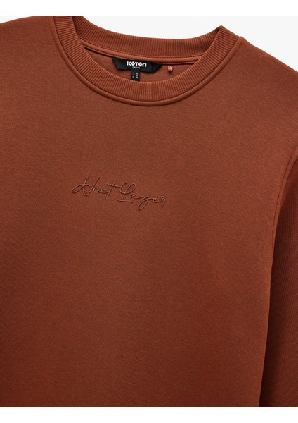 Regular Fit Pamuk Viskon Karışımlı Bisiklet Yaka Baskılı Sweatshirt modelleri