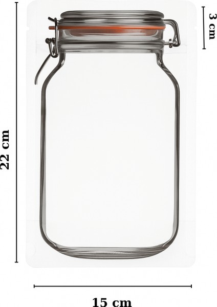 Elit Kavanoz Tasarım Kilitli Şeffaf Doypack Kahve Kuruyemiş Bakliyat Saklama Torbası 15X22 cm 20LI indirimleri