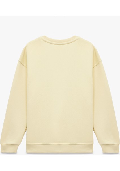 Uzun Kollu Bisiklet Yaka Oversize Kedi Baskılı Sweatshirt fiyatları