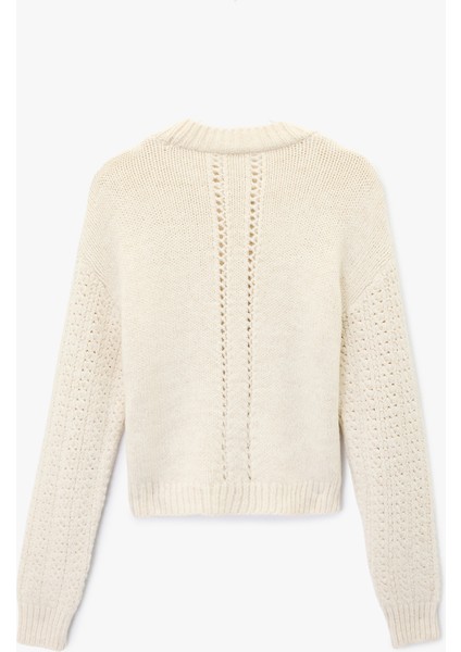 Uzun Kollu Ajurlu Bisiklet Yaka Dokulu Saç Örgü Kazak fiyatları