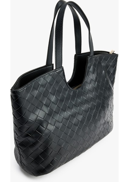 Örgü Dokulu Fermuarlı Saplı Büyük Tote Çanta fiyatları