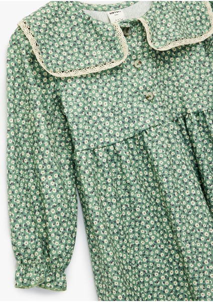 Bebe Yaka Uzun Kollu Çiçekli Elbise modelleri