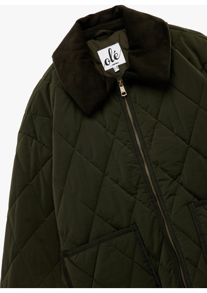 Uzun Kollu Fermuarlı Cep Detaylı Klasik Yaka Kapitone Ceket indirimleri