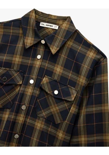 Regular Fit Cep Detaylı Uzun Kollu Ekose Gömlek modelleri