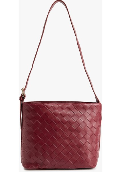 Örgü Desenli Toka Detaylı Suni Deri Omuz Çantası