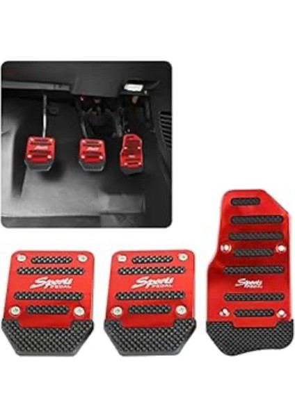 Araba Pedal Seti Spor Kaymaz Manuel Araba Gaz Fren Debriyaj Pedalı Kapağı Kırmızı fiyatları