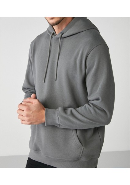 Erkek Kapüşonlu Kanguru Cepli Yumuşak Pamuklu Üç Iplik Kumaş Üst Kalite Sweatshırt fırsatları