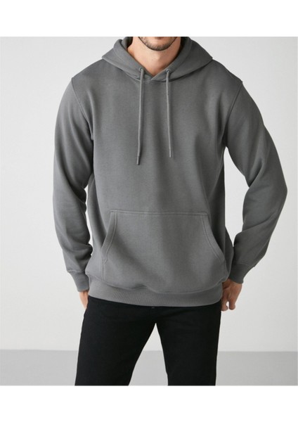 Erkek Kapüşonlu Kanguru Cepli Yumuşak Pamuklu Üç Iplik Kumaş Üst Kalite Sweatshırt indirimleri