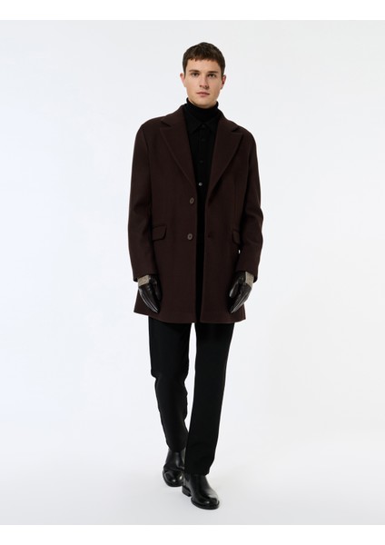 Uzun Kollu Kapaklı Cepli Düğmeli Mono Yaka Kaşe Kaban fiyatları