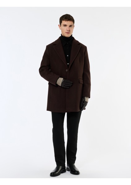 Uzun Kollu Kapaklı Cepli Düğmeli Mono Yaka Kaşe Kaban modelleri