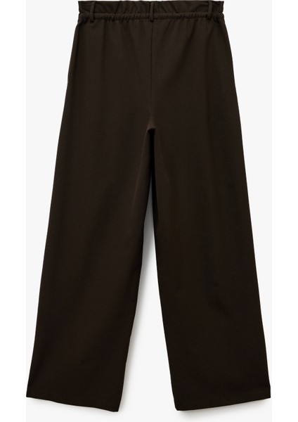 Beli Bağcıklı Bağlamalı Cepli Düz Geniş Paça Kumaş Pantolon fiyatları