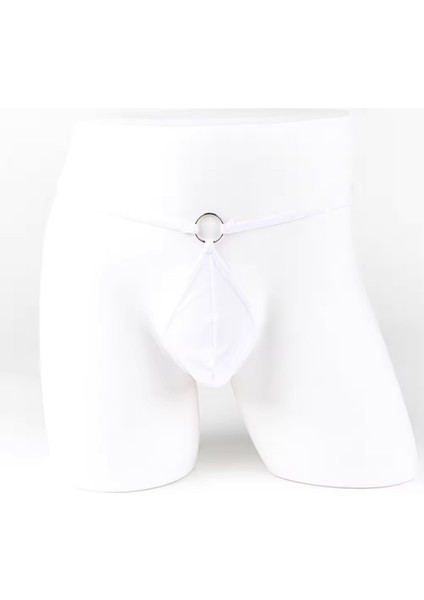 Süslü Beyaz Transparan Halkalı Tül Erkek String Alımlı Erkek Iç Çamaşırı Tesori TESSİLLİ4611