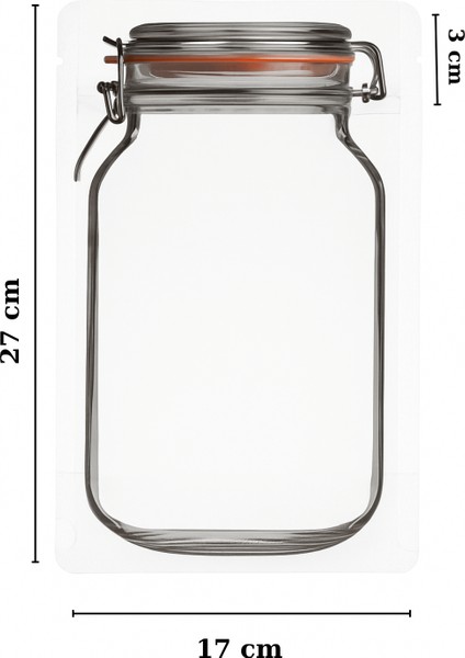 Elit Kavanoz Tasarım Kilitli Şeffaf Doypack Kahve Kuruyemiş Bakliyat Saklama Torbası 17X27 cm 20LI indirimleri