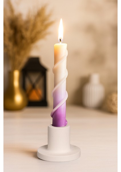 Dönen Şamdan Mum (Mor-Beyaz)