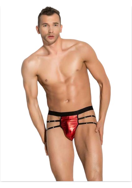 Süslü Erkek Aşk Kırmızısı Alımlı Metalli Tanga - String Tesori TESSİLLİ4598