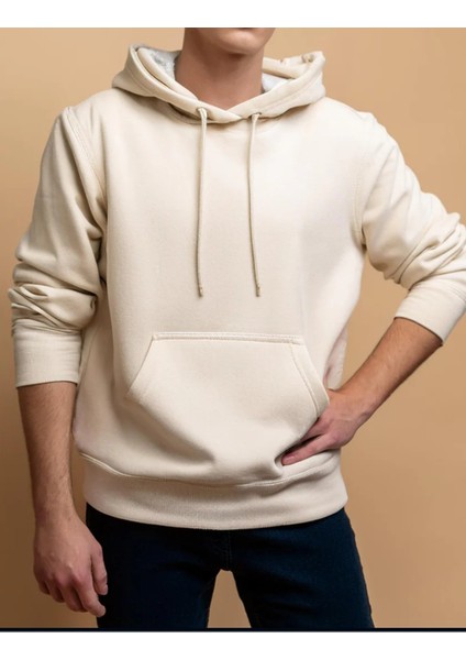 Erkek Kapüşonlu Kanguru Cepli Yumuşak Pamuklu Üç Iplik Kumaş Üst Kalite Sweatshırt