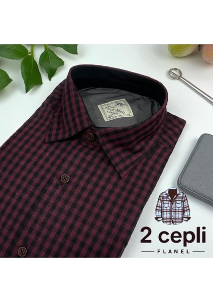 Klasik %100 Cotton Uzun Kollu Terletmeyen Kışlık Flanel Gömlek (Regular Kalıp)