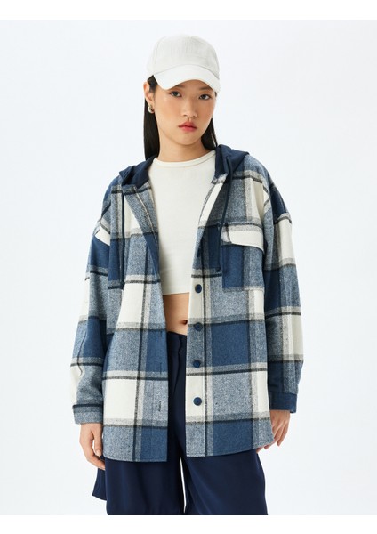 Kapüşonlu Cepli Oversize Uzun Kollu Oduncu Gömleği modelleri