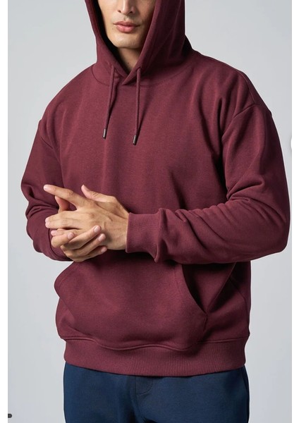 Erkek Kapüşonlu Kanguru Cepli Yumuşak Pamuklu Üç Iplik Kumaş Üst Kalite Sweatshırt