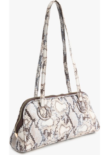 Yılan Derisi Desenli Fermuarlı Saplı Omuz Çantası fiyatları