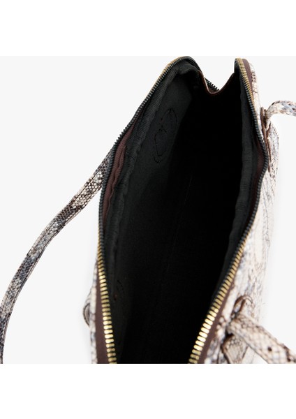 Yılan Derisi Desenli Fermuarlı Saplı Omuz Çantası modelleri