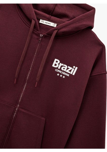 Şardonlu Uzun Kollu Cepli Fermuarlı Arkası Baskılı Kapüşonlu Sweatshirt modelleri