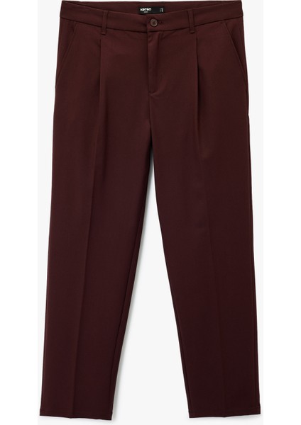 Rahat Kalıp Cepli Viskon Karışımlı Pileli Kumaş Pantolon