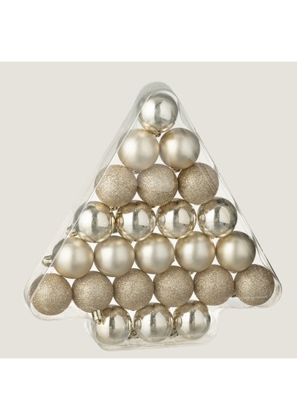 Tewa 24LÜ Yılbaşı Topu Seti Bej