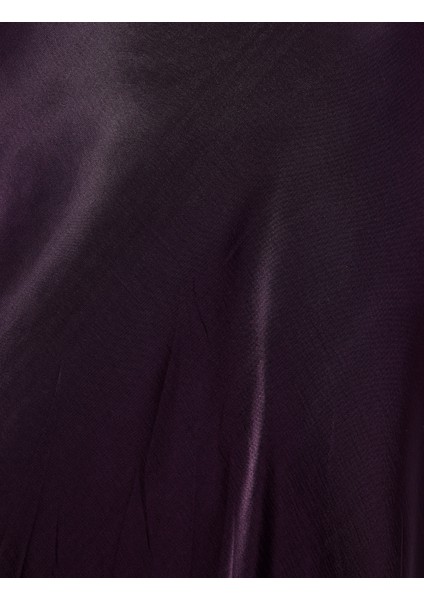 Slim Fit Dantel Detaylı Midi Saten Etek