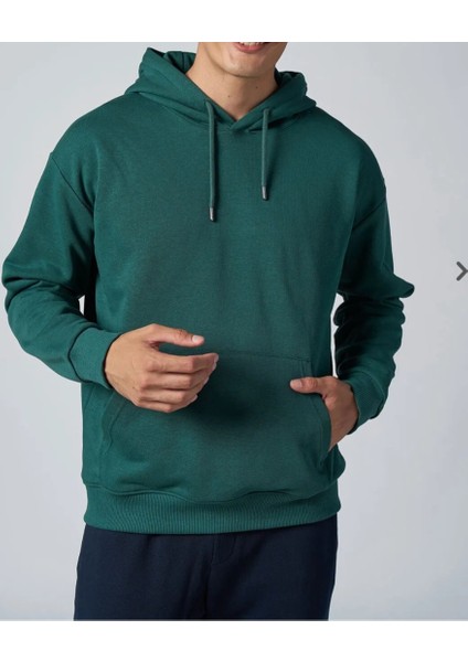 Erkek Kapüşonlu Kanguru Cepli Yumuşak Pamuklu Üç Iplik Kumaş Üst Kalite Sweatshırt