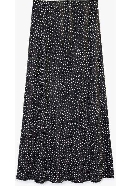 Viskon Puantiyeli Dantel Detaylı Midi Saten Çan Etek fiyatları