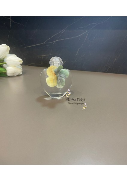 Ortanca Çiçek Kalp Şişe Hediyelik Kolonya (10 Adet )