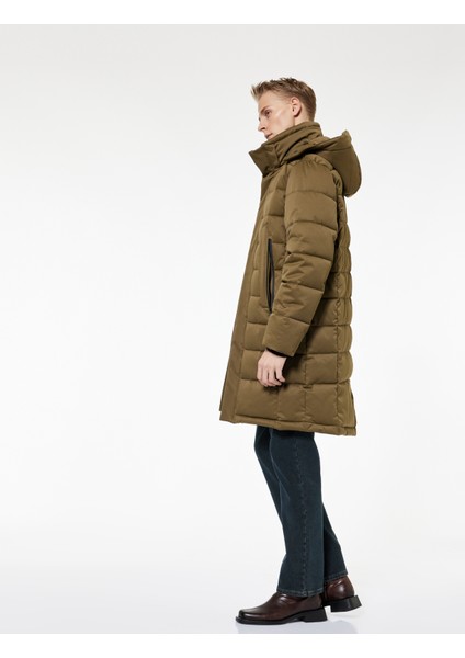 Uzun Kollu Cepli Kapşonlu Uzun Şişme Mont fiyatları