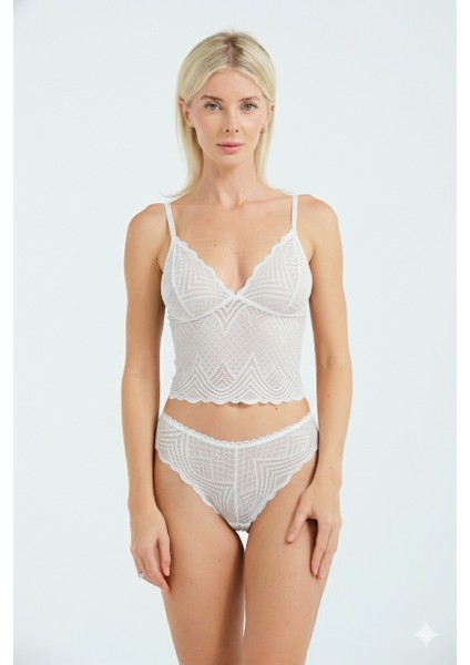 Dantel Detaylı Esnek Bralet & Slip Takımı
