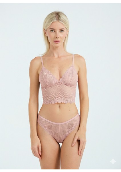 Dantel Detaylı Esnek Bralet & Slip Takımı