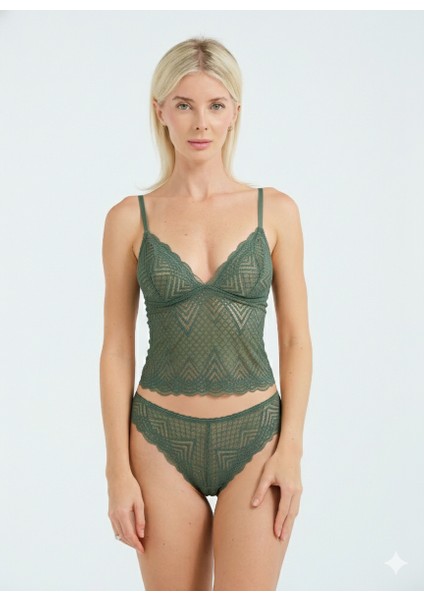 Dantel Detaylı Esnek Bralet & Slip Takımı