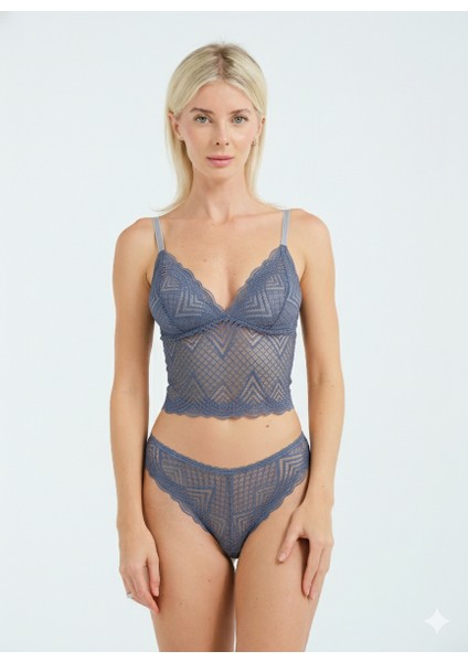 Dantel Detaylı Esnek Bralet & Slip Takımı