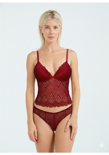 Dantel Detaylı Esnek Bralet & Slip Takımı