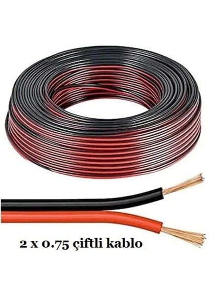 Çiftli Tesisat ve Hoparlör Kablosu 2 x 075MM ( 5 Metre )