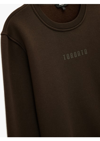 Uzun Kollu Bisiklet Yaka Şardonlu Baskılı Sweatshirt modelleri