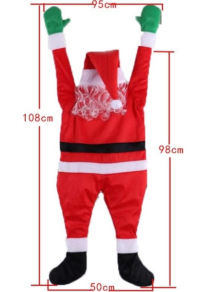 110 cm Noel Baba Duvar Tırmanışı Komik Kadife Kumaş Giysi Askısı (Yurt Dışından)