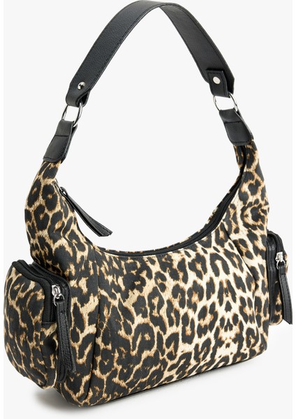 Leopar Desenli Fermuarlı Mini Cep Detaylı Omuz Çantası fiyatları